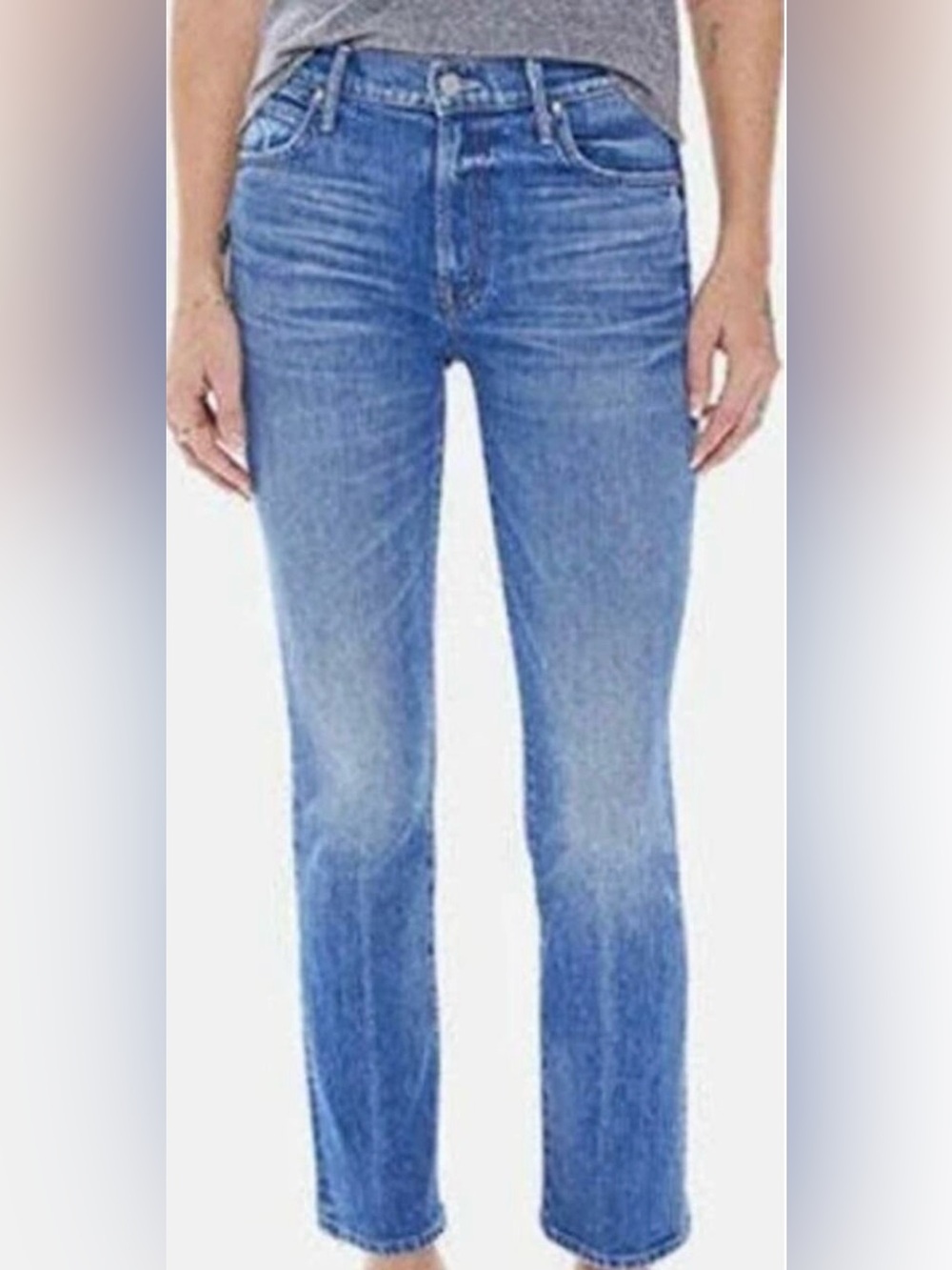 Mother The Rascal Ankle Jeans Mid Rise Straight Denim Little Dirt Never Hurt 27
